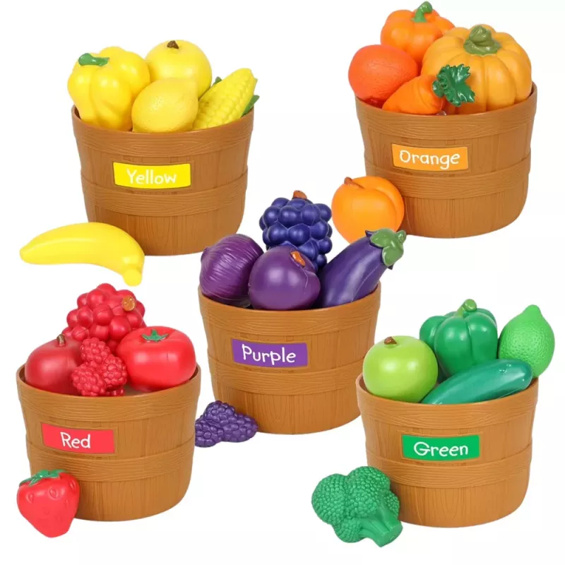 LEAN TOYS Conjunto de frutas e legumes para cortar, 34 peças