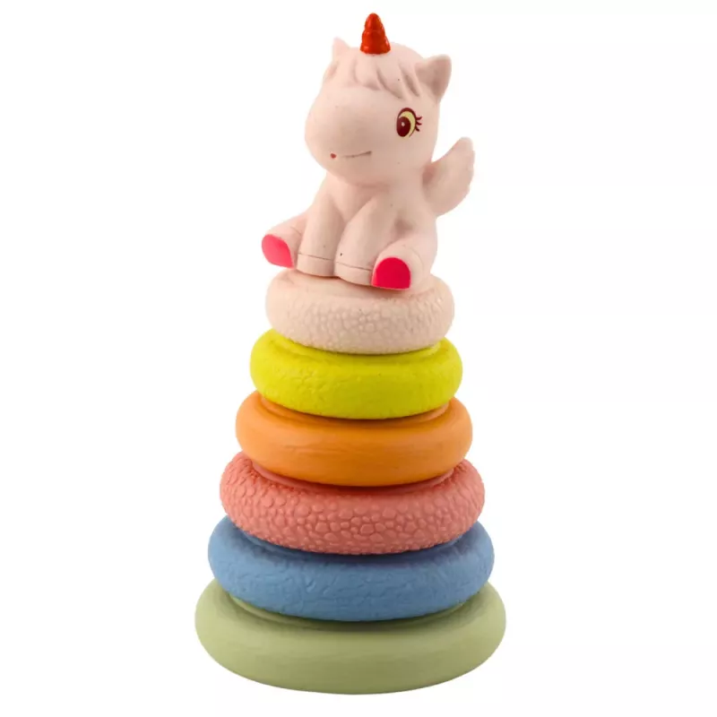 LEAN TOYS Pirâmide sensorial macia unicórnio borracha ECO colorida