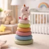 LEAN TOYS Pirâmide sensorial macia unicórnio borracha ECO colorida