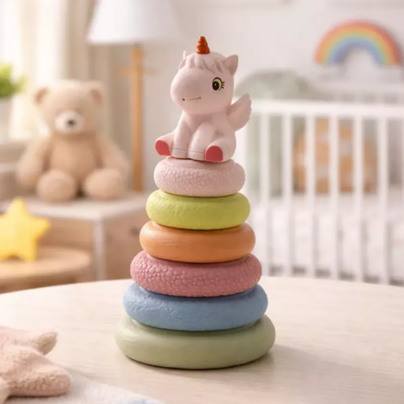 LEAN TOYS Pirâmide sensorial macia unicórnio borracha ECO colorida
