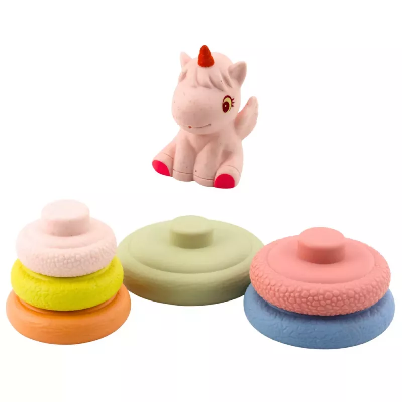 LEAN TOYS Pirâmide sensorial macia unicórnio borracha ECO colorida