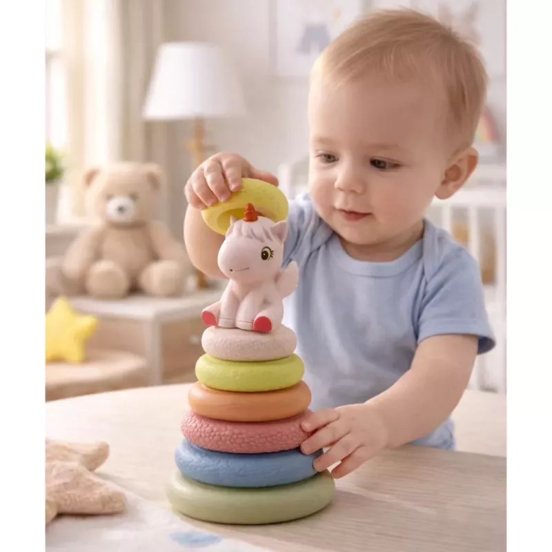 LEAN TOYS Pirâmide sensorial macia unicórnio borracha ECO colorida