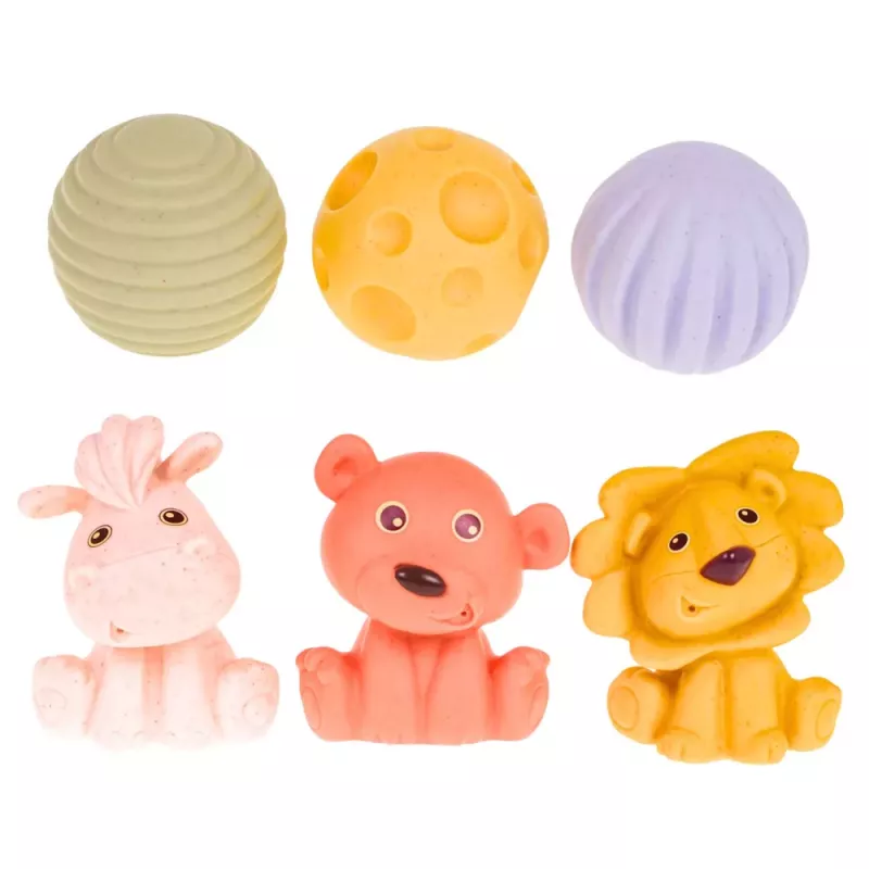 LEAN TOYS Conjunto de blocos sensoriais educativos macios ECO borracha animais 18 unid.