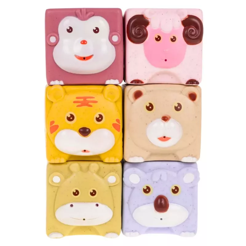 LEAN TOYS Conjunto de blocos sensoriais educativos macios ECO borracha animais 18 unid.