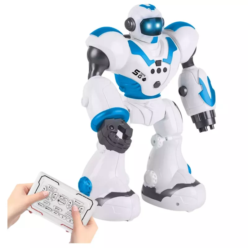 LEAN TOYS Robô RC interativo com controlo remoto 16 funções luzes e sons azul