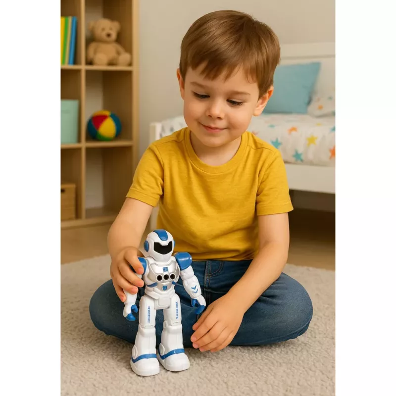 LEAN TOYS Robô educativo com controlo remoto RC fala dança luzes e sons azul