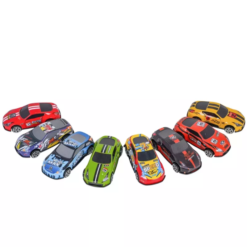 LEAN TOYS Parque de estacionamento com carros, pista de corrida de 4 pisos, 8 veículos de metal, autocolantes