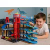 LEAN TOYS Parque de estacionamento com carros, pista de corrida de 4 pisos, 8 veículos de metal, autocolantes