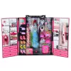 LEAN TOYS Conjunto de guarda-roupa rosa para bonecas, vestidos, sapatos, acessórios