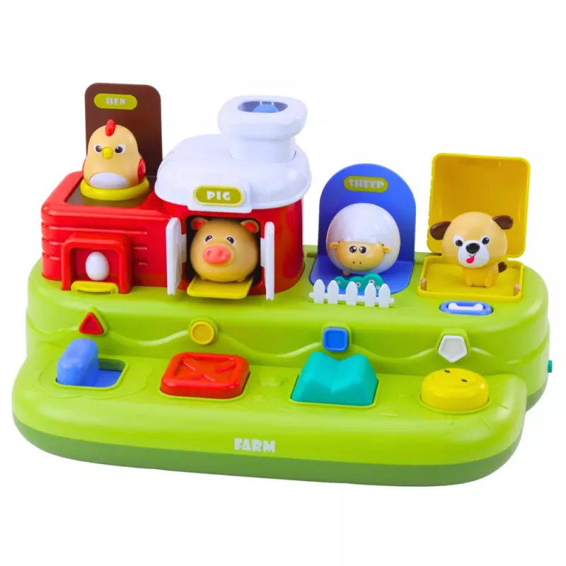 LEAN TOYS Brinquedo educativo interativo para crianças pequenas - animais da quinta pop-up