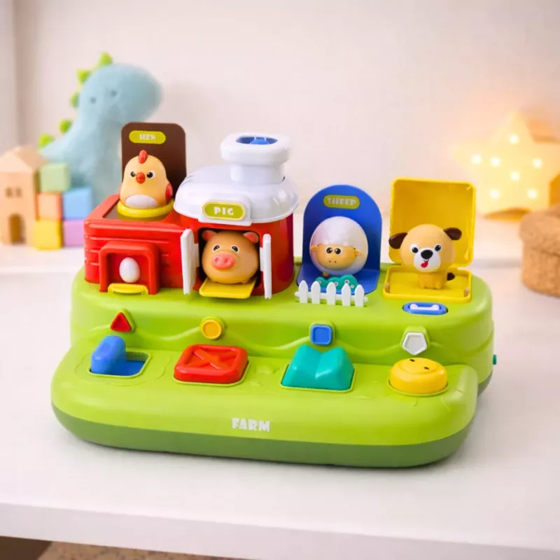 LEAN TOYS Brinquedo educativo interativo para crianças pequenas - animais da quinta pop-up