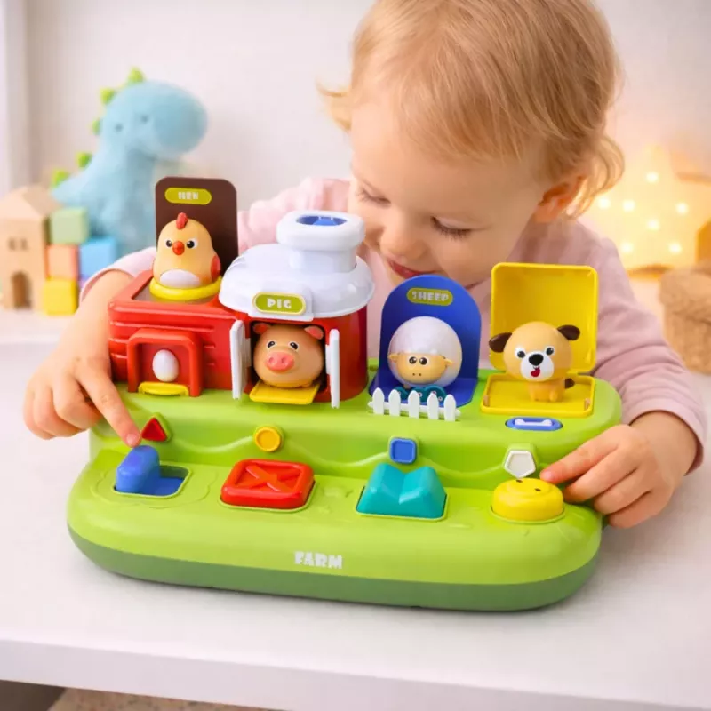 LEAN TOYS Brinquedo educativo interativo para crianças pequenas - animais da quinta pop-up
