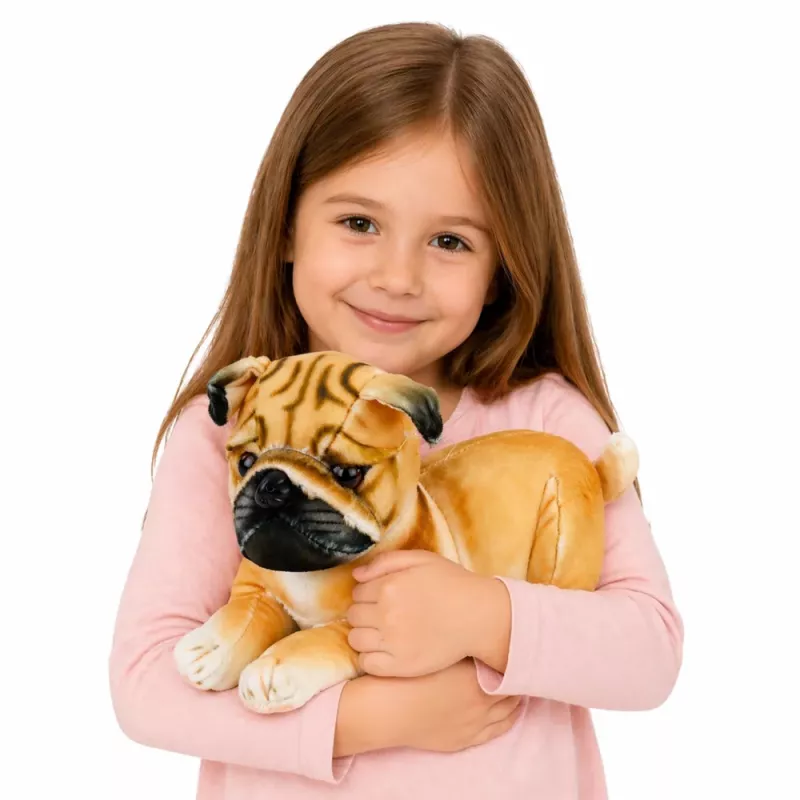 LEAN TOYS Peluche cão pug peluche cão macio 25 cm