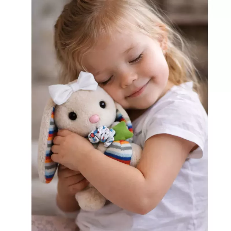 LEAN TOYS Caixa de música coelhinho peluche macio peluche mascote bege