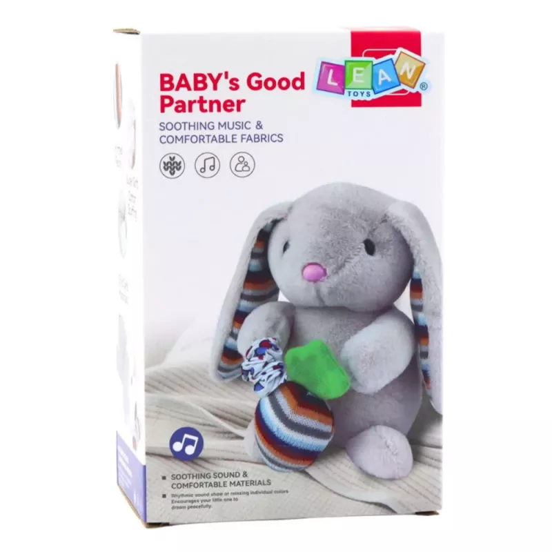 LEAN TOYS Caixa de música coelhinho peluche macio peluche mascote bege