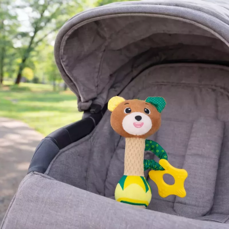 LEAN TOYS Urso de peluche chocalho com mordedor e guincho para bebés