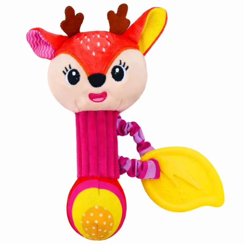 LEAN TOYS Veado de peluche chocalho com mordedor e guincho para bebés