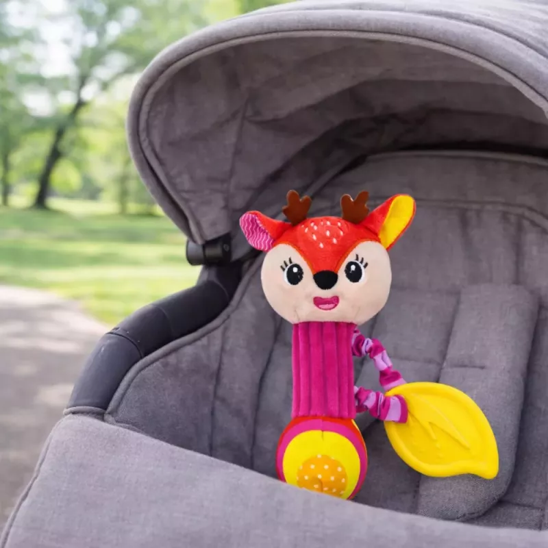 LEAN TOYS Veado de peluche chocalho com mordedor e guincho para bebés