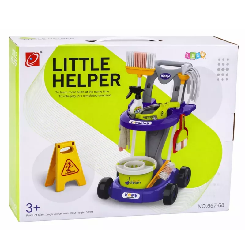 LEAN TOYS Conjunto de limpeza para crianças com carrinho, aspirador interativo e acessórios