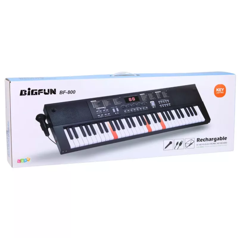 LEAN TOYS Teclado piano eletrónico com microfone 200 sons 61 teclas 78cm