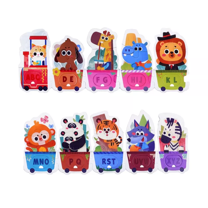 LEAN TOYS Puzzle educativo para crianças pequenas comboio do alfabeto com animais 40 peças