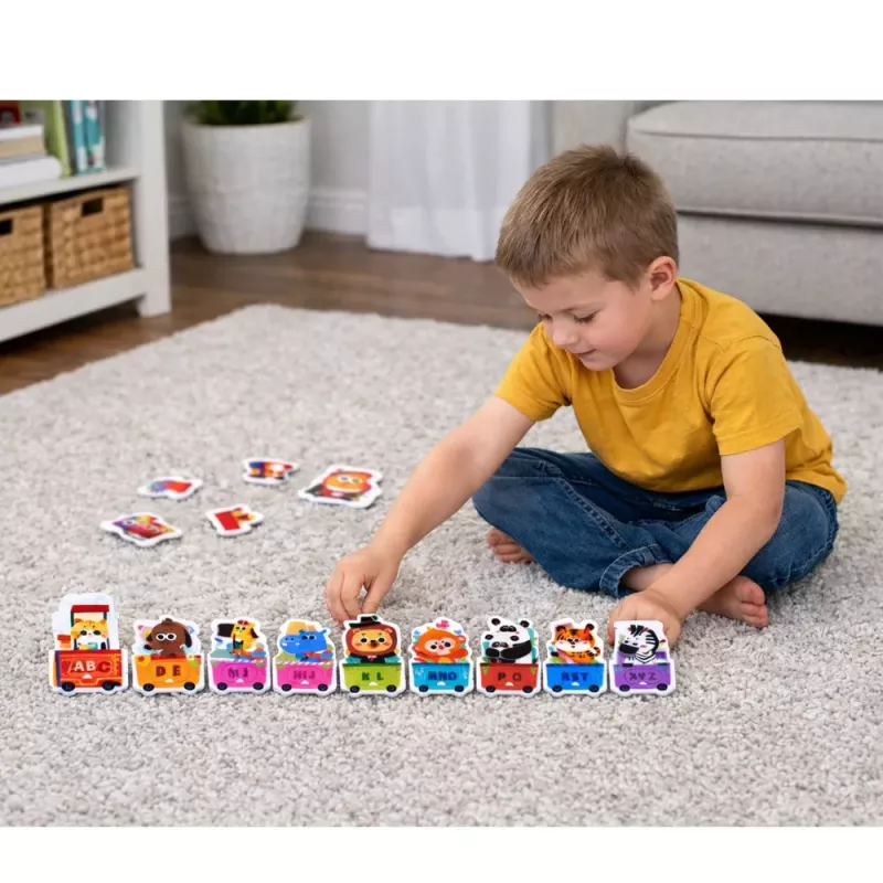 LEAN TOYS Puzzle educativo para crianças pequenas comboio do alfabeto com animais 40 peças