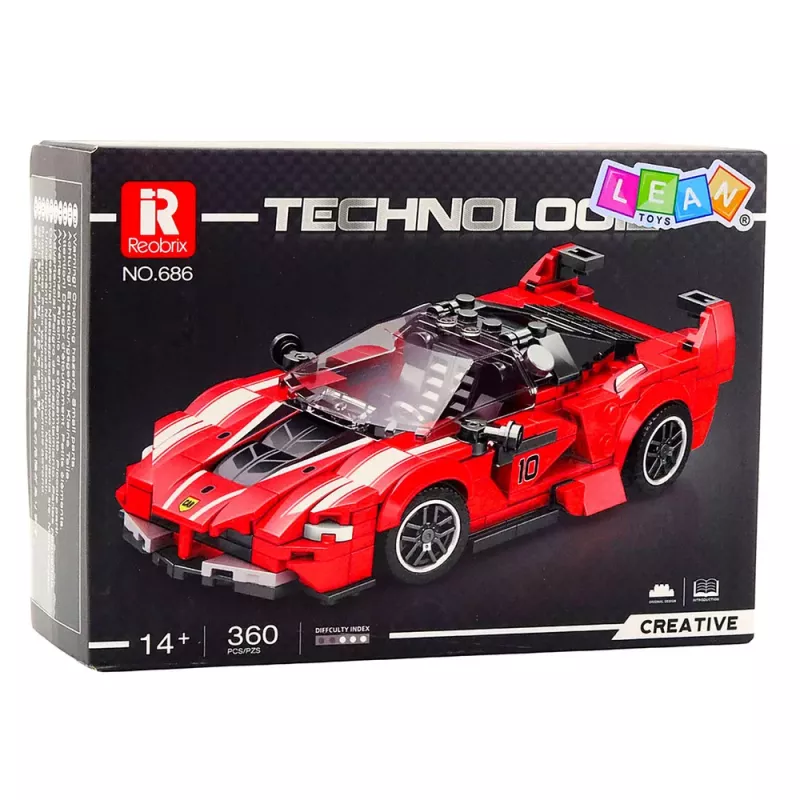 LEAN TOYS Blocos de construção carro de corrida FXX-K vermelho 360 peças