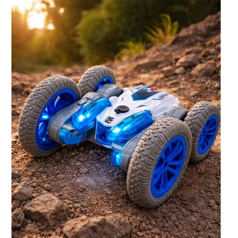 LEAN TOYS Carro acrobático com controlo remoto RC luzes fumo drift 360° azul