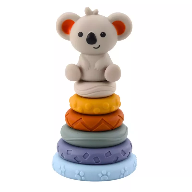 LEAN TOYS Blocos de aprendizagem sensoriais torre de blocos macios de borracha koala 13 unid.
