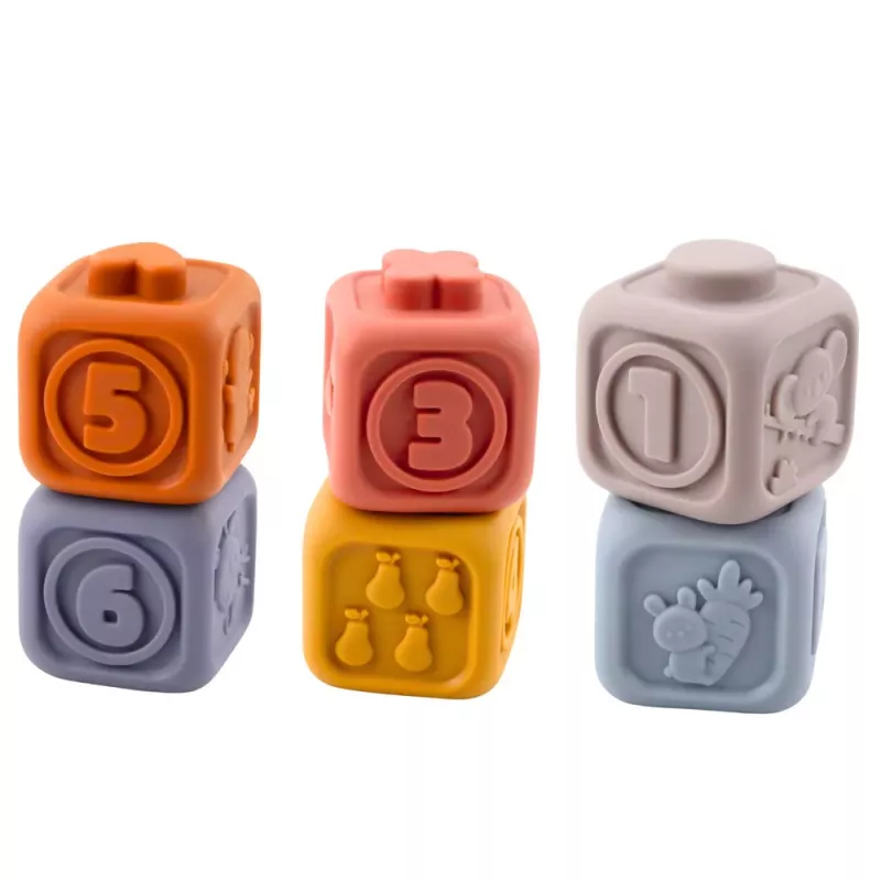 LEAN TOYS Blocos de aprendizagem sensoriais torre de blocos macios de borracha koala 13 unid.