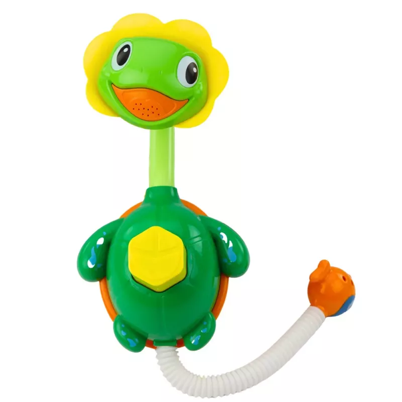 LEAN TOYS Brinquedo de banho tartaruga com fonte de peixe duche ventosas