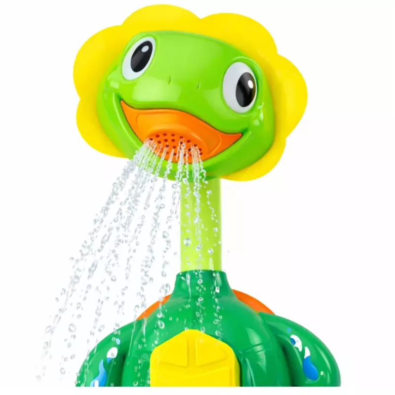 LEAN TOYS Brinquedo de banho tartaruga com fonte de peixe duche ventosas