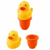 LEAN TOYS Conjunto de brinquedos de banho pato distribuidor de sabão copo azul