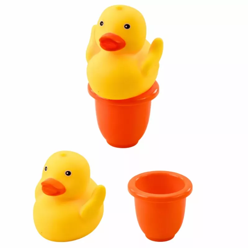 LEAN TOYS Conjunto de brinquedos de banho pato distribuidor de sabão copo azul