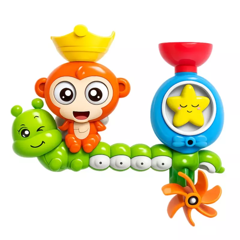 LEAN TOYS Brinquedo de banho de água macaco lagarta copos ventosas
