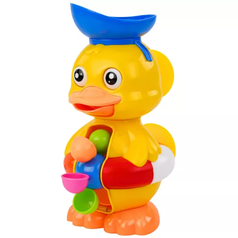 LEAN TOYS Brinquedo de banho interativo pato com moinho, ventosas e colher
