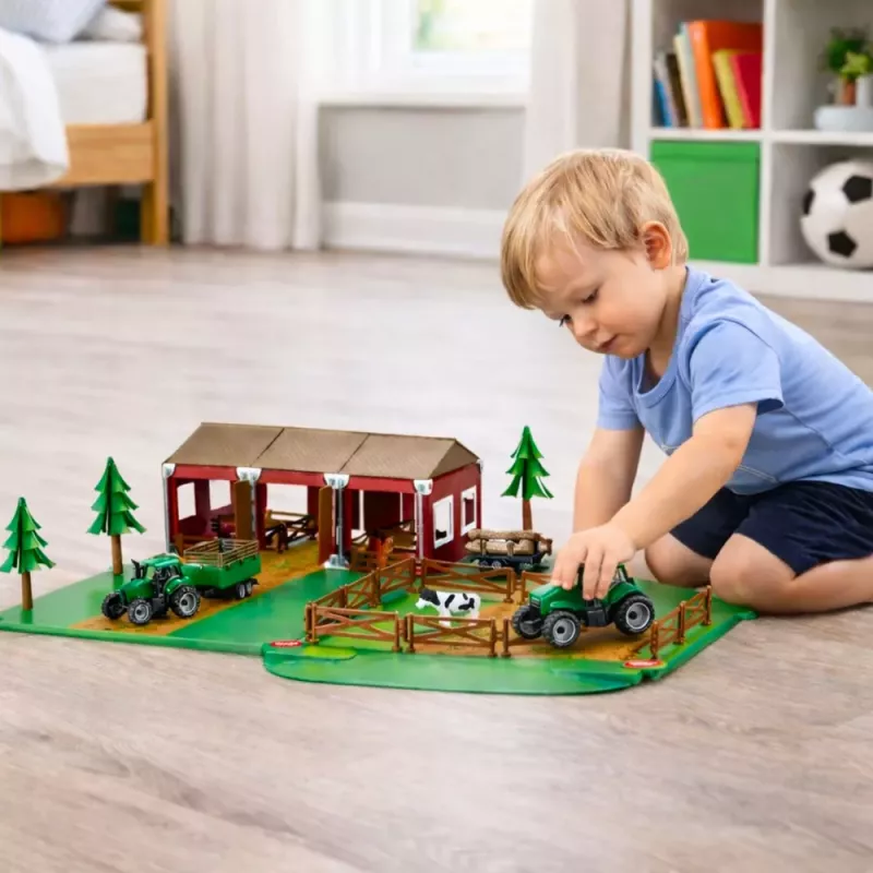 LEAN TOYS Conjunto de quinta com casa de campo, tratores e animais, 102 peças