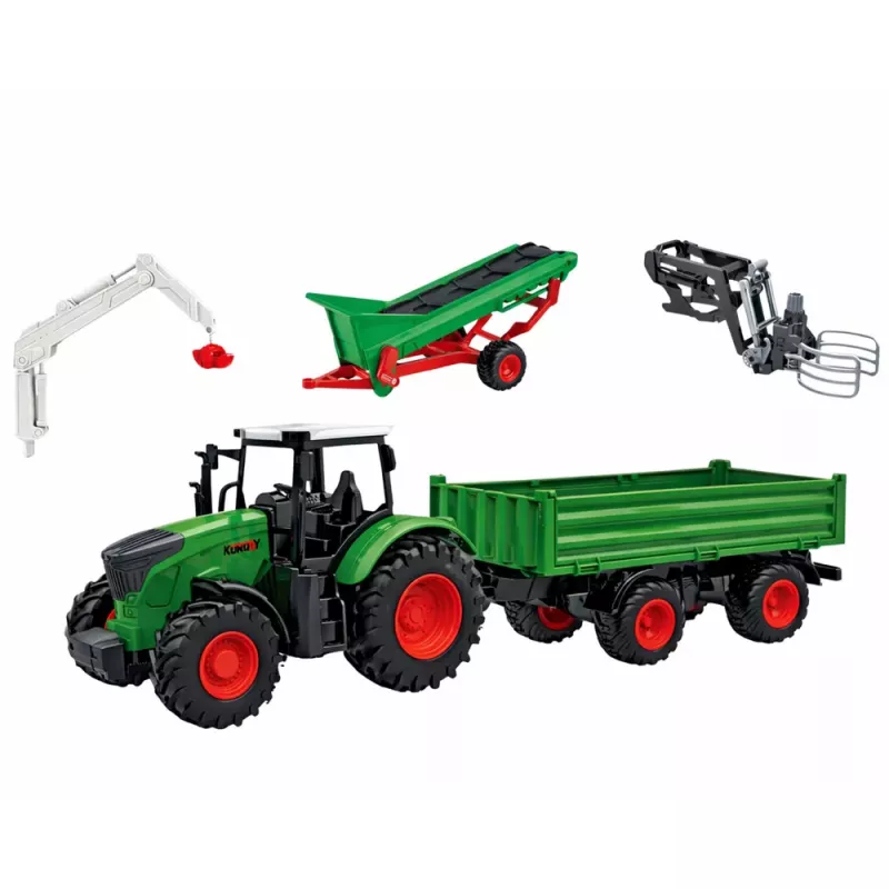 LEAN TOYS Conjunto agrícola trator com atrelado animais agricultores quinta 45 peças
