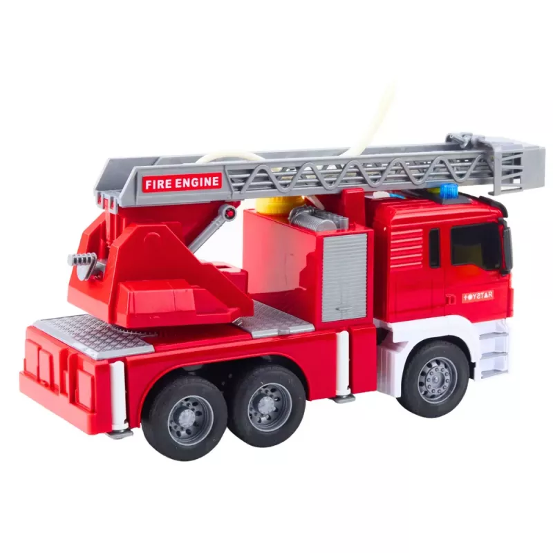 LEAN TOYS Veículo de bombeiros com escada giratória, bomba de água, luzes e sons