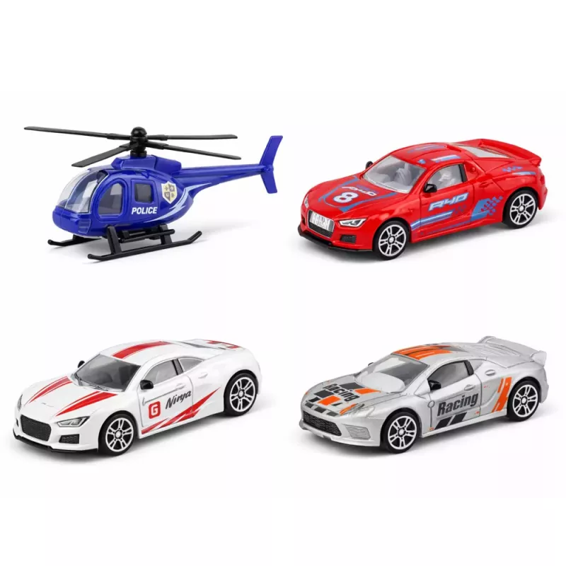 LEAN TOYS Parque de estacionamento com 4 pisos, elevador, helicóptero e carros, 70 peças