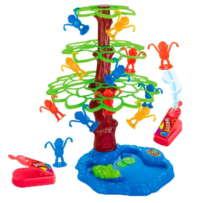 LEAN TOYS Macacos saltitantes árvore lago família jogo de arcada