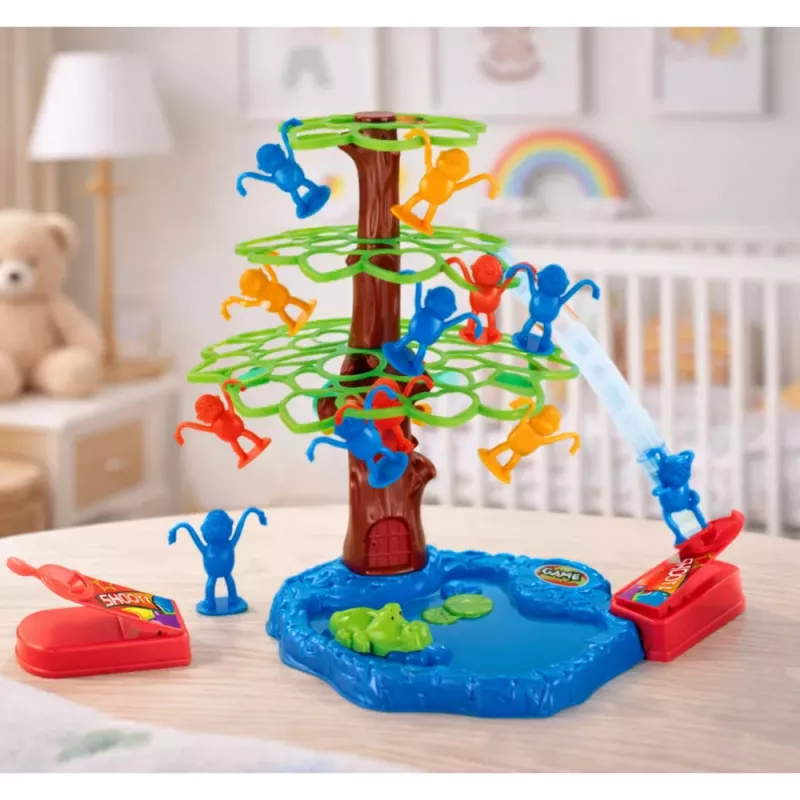 LEAN TOYS Macacos saltitantes árvore lago família jogo de arcada