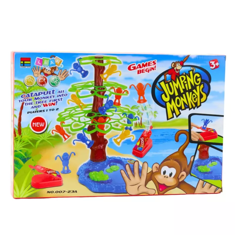 LEAN TOYS Macacos saltitantes árvore lago família jogo de arcada