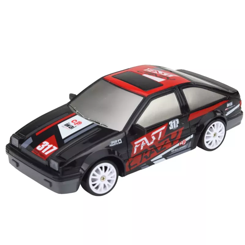 LEAN TOYS Coupé RC carro de drift com controlo remoto e rodas intercambiáveis preto 1:24
