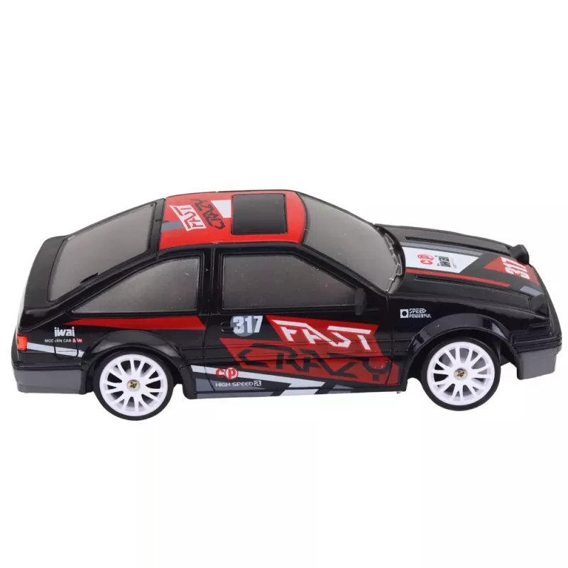 LEAN TOYS Coupé RC carro de drift com controlo remoto e rodas intercambiáveis preto 1:24