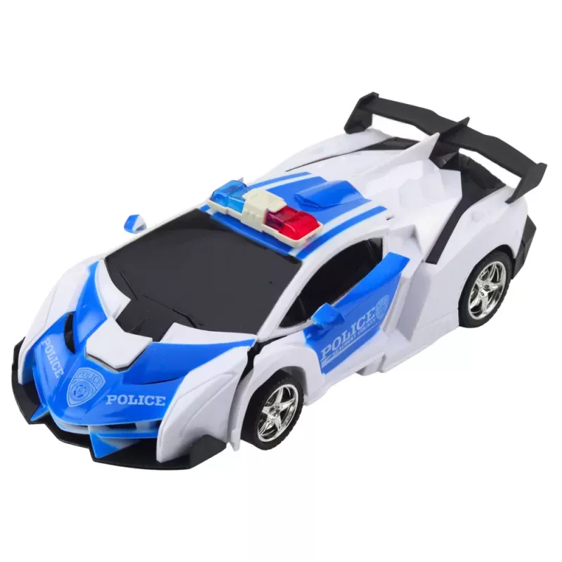 LEAN TOYS Carro robô 2 em 1 polícia carro com controlo remoto RC 1:18