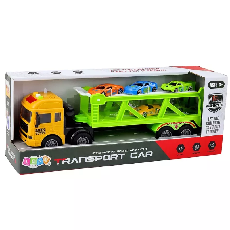 LEAN TOYS Camião de transporte Lora com carros luzes sons verde