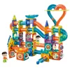 LEAN TOYS Conjunto de blocos magnéticos pista de bolas escorrega colorido 188 peças