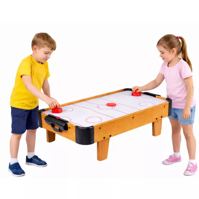 LEAN TOYS Mesa de air hockey mini jogo de arcada para crianças madeira