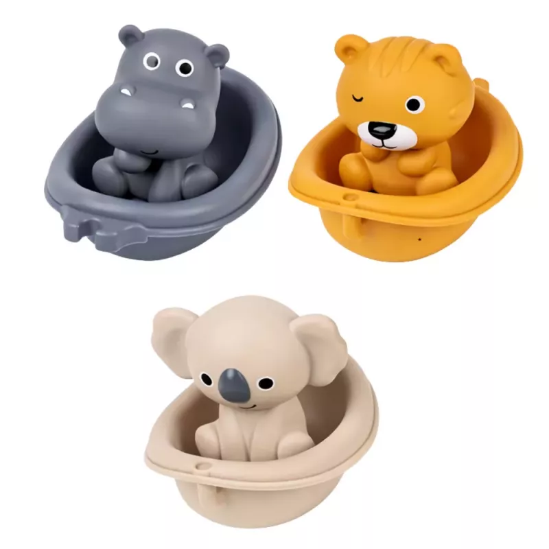 LEAN TOYS Conjunto de brinquedos de banho animais em barcos escorrega 11 peças